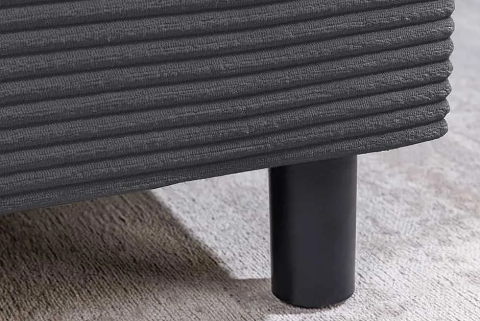 Moderne XXL Wohnlandschaft KENT 305cm anthrazit Cord Bigsofa inkl. Hocker Federkern