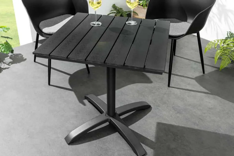 Moderner Bistrotisch DESIGNO 70cm schwarz Aluminium wetterfest Outdoor Gartentisch