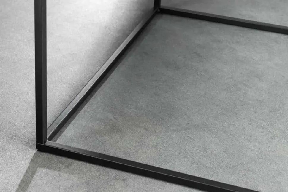 Moderner Couchtisch ARCHITECTURE 60cm weiß Marmor-Design Metallgestell