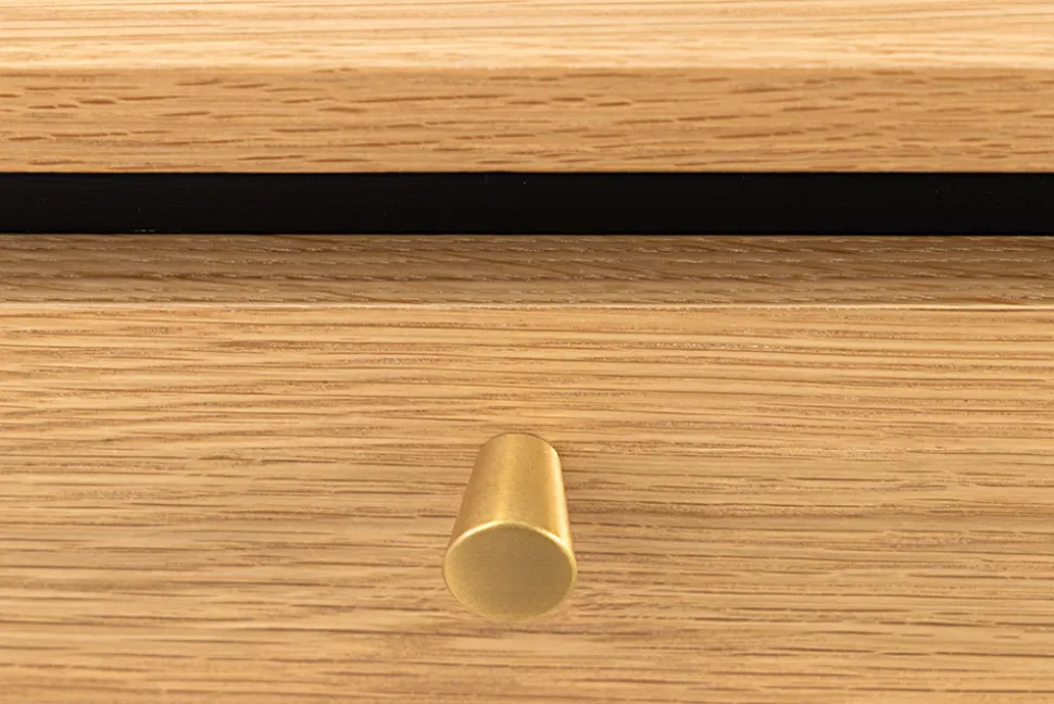 Moderner Couchtisch ATELIER 120cm natur Eiche schwarz mit zwei Schubladen