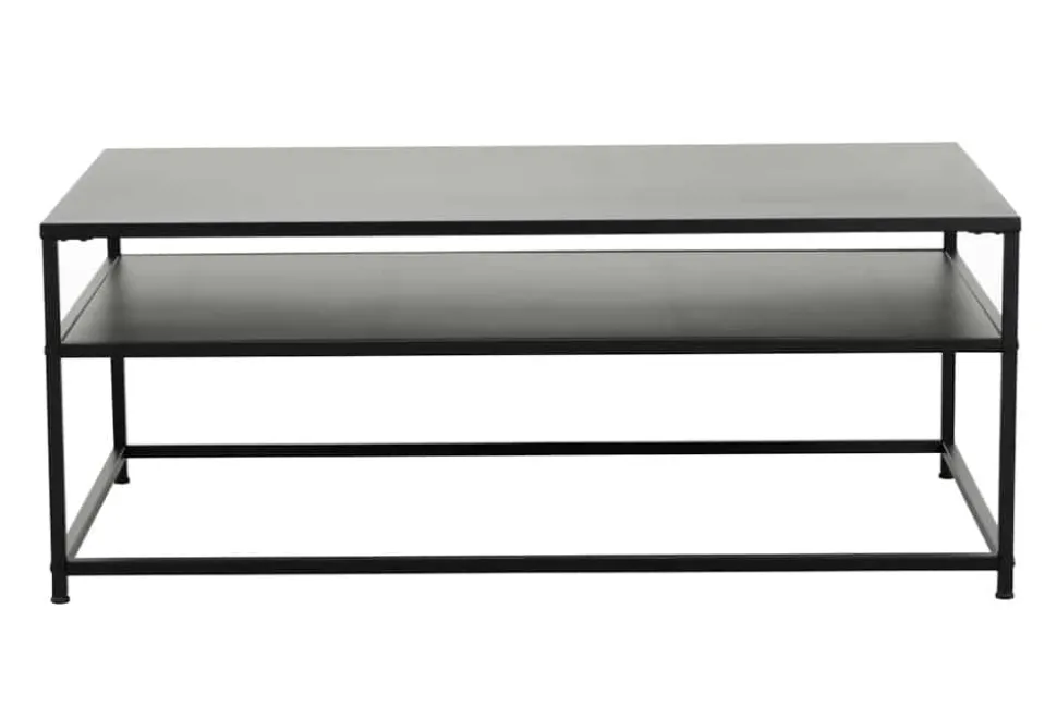 Moderner Couchtisch DURA STEEL 100cm schwarz Metall mit Ablagefach