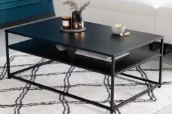 Moderner Couchtisch DURA STEEL 100cm schwarz Metall mit Ablagefach