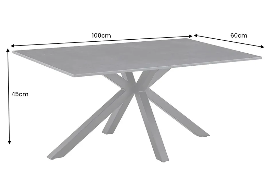 Moderner Couchtisch GALAXIE 100cm anthrazit Keramik schwarz Metall Sterngestell