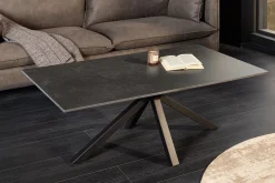Moderner Couchtisch GALAXIE 100cm anthrazit Keramik schwarz Metall Sterngestell