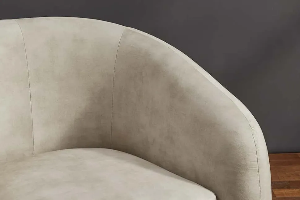 Moderner Design Sessel VOGUE 95cm beige Samt mit Armlehnen und Nosagfederung