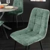 Moderner Design Stuhl TRES CHIC grün Chenille Cremona schwarze Metallbeine