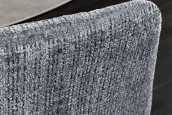 Moderner Design Stuhl TRES CHIC grau Chenille Cremona schwarze Metallbeine