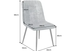 Moderner Design Stuhl TRES CHIC grau Chenille Cremona schwarze Metallbeine