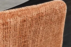 Moderner Design Stuhl TRES CHIC rost braun Chenille Cremona schwarze Metallbeine