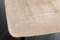 Moderner Design Stuhl TRES CHIC champagner greige Chenille Cremona schwarze Metallbeine