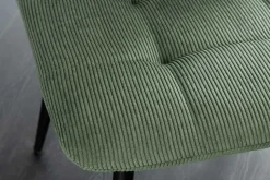 Moderner Design Stuhl TRES CHIC grün Cord schwarze Metallbeine Esszimmer