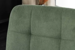 Moderner Design Stuhl TRES CHIC grün Cord schwarze Metallbeine Esszimmer