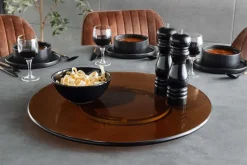 Moderner Drehteller 50cm bernstein Glas 360° drehbare Servierplatte