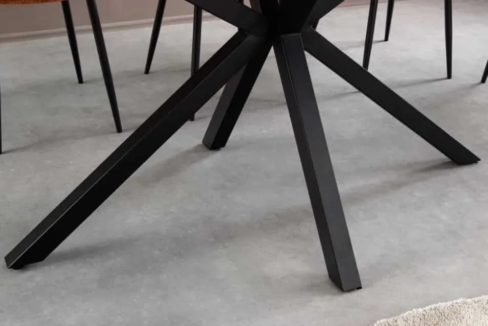 Moderner Esstisch GALAXIE 160cm anthrazit Keramik schwarz Metall Sterngestell