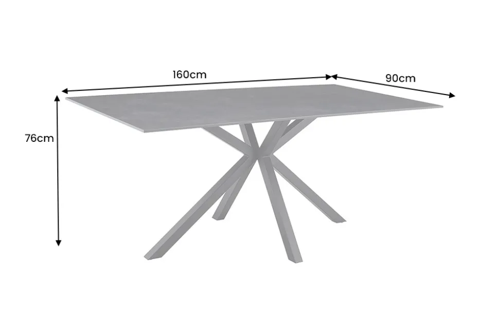 Moderner Esstisch GALAXIE 160cm anthrazit Keramik schwarz Metall Sterngestell