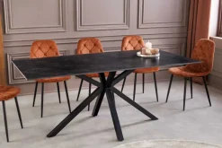 Moderner Esstisch GALAXIE 180cm anthrazit Keramik schwarz Metall Sterngestell