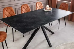 Moderner Esstisch GALAXIE 180cm anthrazit Keramik schwarz Metall Sterngestell