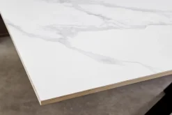 Moderner Esstisch GALAXIE 180cm weiß Keramik schwarz Metall Sterngestell