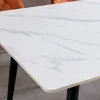 Moderner Esstisch MILANO 140cm weiß Keramik schwarze Metallbeine