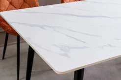 Moderner Esstisch MILANO 140cm weiß Keramik schwarze Metallbeine