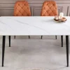 Moderner Esstisch MILANO 120cm weiß Keramik schwarze Metallbeine
