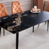 Moderner Esstisch MILANO 140cm schwarz gold sand Aurora Oro Keramik Metallgestell