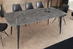 Moderner Esstisch MILANO 180cm anthrazit Keramik schwarze Metallbeine