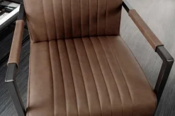 Moderner Freischwinger Stuhl BIG ASTON Echtleder vintage braun Taschenfederkern Metall
