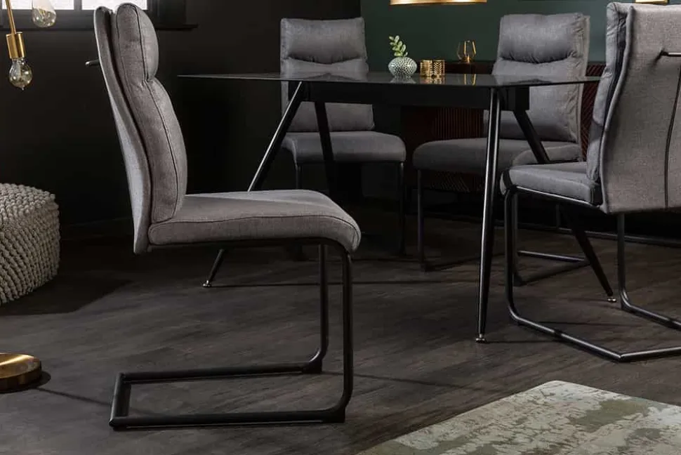 Moderner Freischwinger Stuhl COMFORT grau mit Komfortgriff