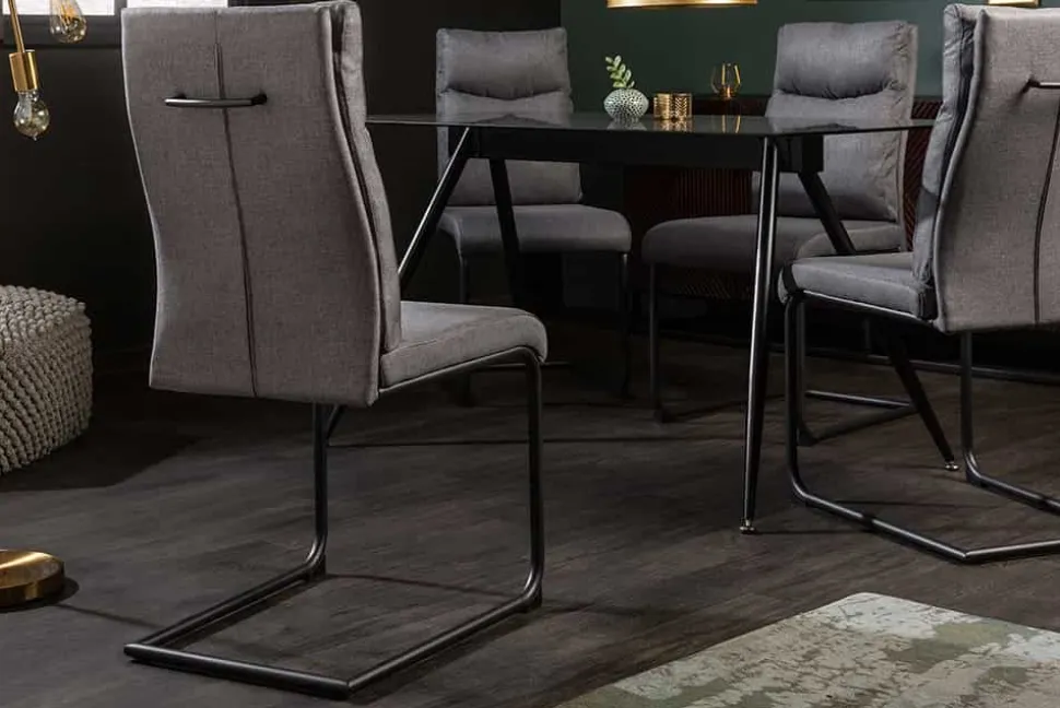 Moderner Freischwinger Stuhl COMFORT grau mit Komfortgriff