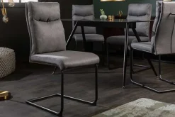 Moderner Freischwinger Stuhl COMFORT grau mit Komfortgriff