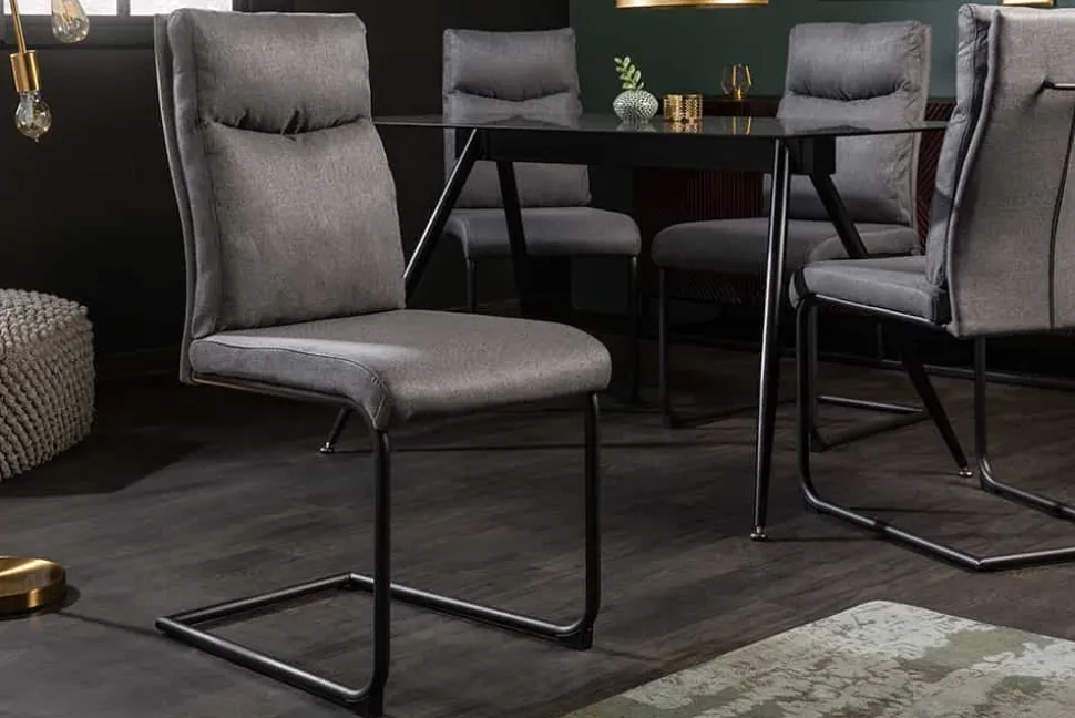 Moderner Freischwinger Stuhl COMFORT grau mit Komfortgriff