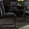 Moderner Freischwinger Stuhl COMFORT grau Samt mit Komfortgriff
