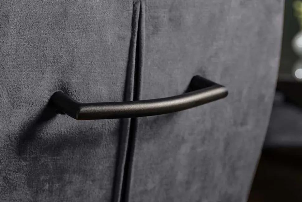 Moderner Freischwinger Stuhl COMFORT grau Samt mit Komfortgriff