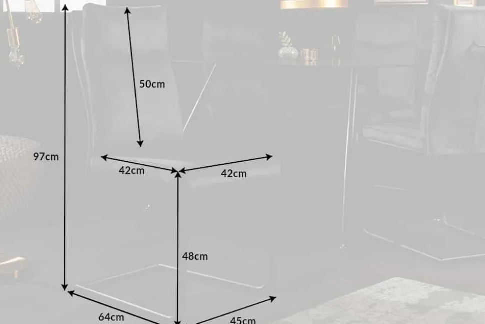 Moderner Freischwinger Stuhl COMFORT grau Samt mit Komfortgriff