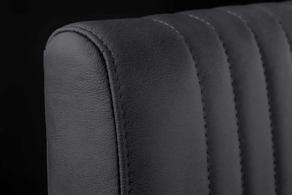 Moderner Freischwinger Stuhl BIG ASTON Echtleder schwarz Taschenfederkern Metall