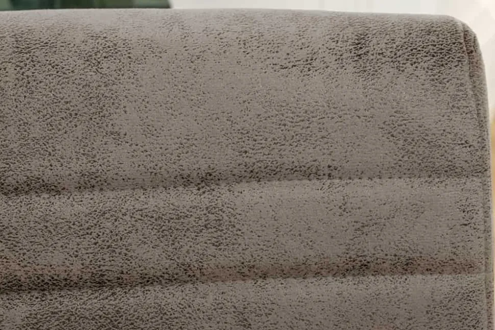 Moderner Freischwinger Stuhl LOFT taupe grau Microfaser mit Armlehne Eisengestell schwarz