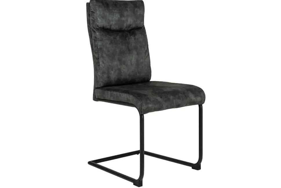 Moderner Freischwinger Stuhl COMFORT grün Samt mit Komfortgriff
