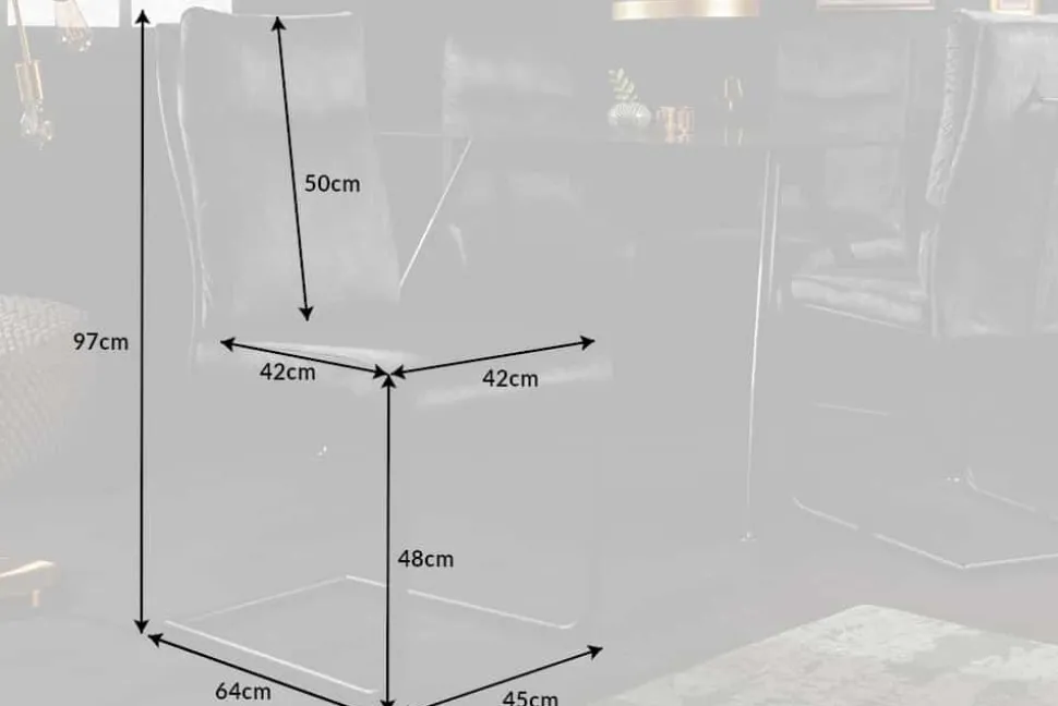 Moderner Freischwinger Stuhl COMFORT grün Samt mit Komfortgriff