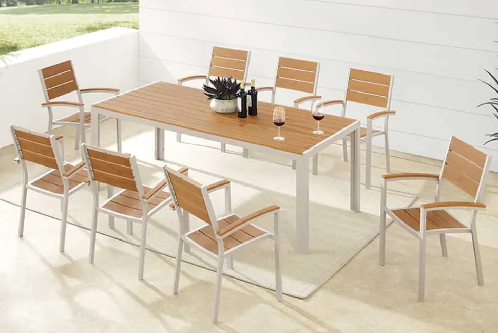Moderner Gartenstuhl DESIGNO natur greige Aluminium stapelbar wetterfest