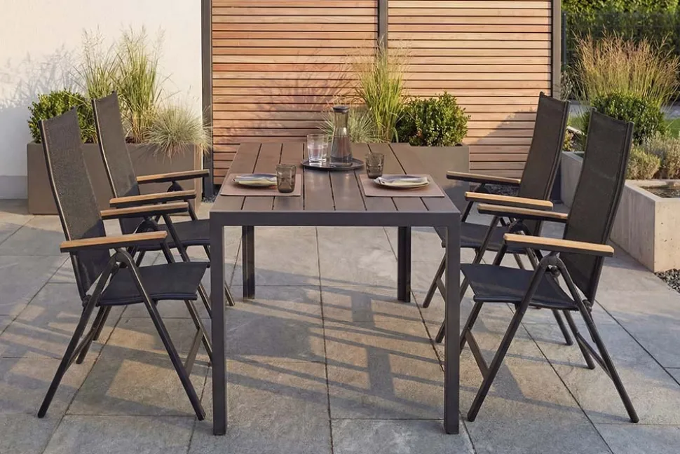 Moderner Gartentisch DESIGNO 205cm anthrazit schwarz Aluminium wetterfest