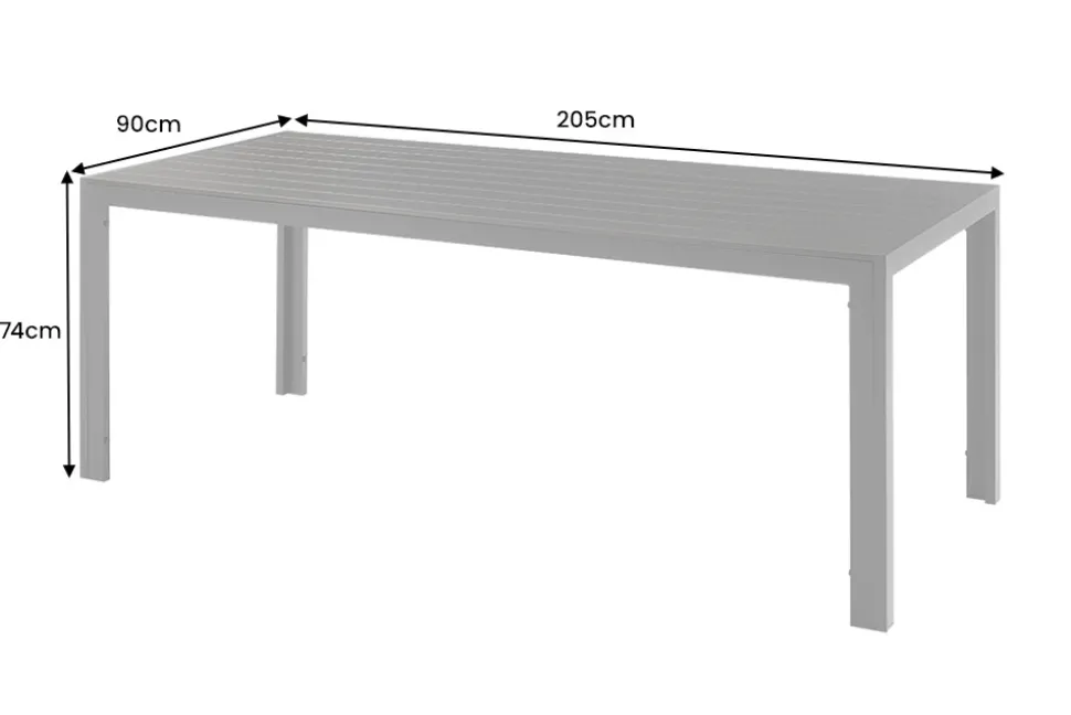 Moderner Gartentisch DESIGNO 205cm anthrazit schwarz Aluminium wetterfest