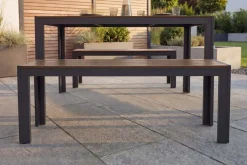 Moderner Gartentisch DESIGNO 150cm dunkelbraun schwarz Aluminium wetterfest