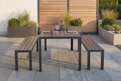 Moderner Gartentisch DESIGNO 150cm anthrazit schwarz Aluminium wetterfest Outdoor Esstisch