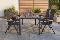 Moderner Gartentisch DESIGNO 150cm anthrazit schwarz Aluminium wetterfest Outdoor Esstisch