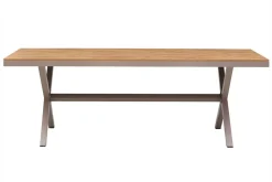 Moderner Gartentisch DESIGNO 200cm natur greige Aluminium wetterfest X-Gestell