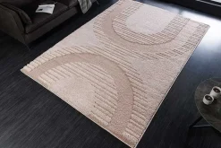 Moderner Hochflor Teppich ELLE DECORATION 235x160cm beige geometrisches Muster