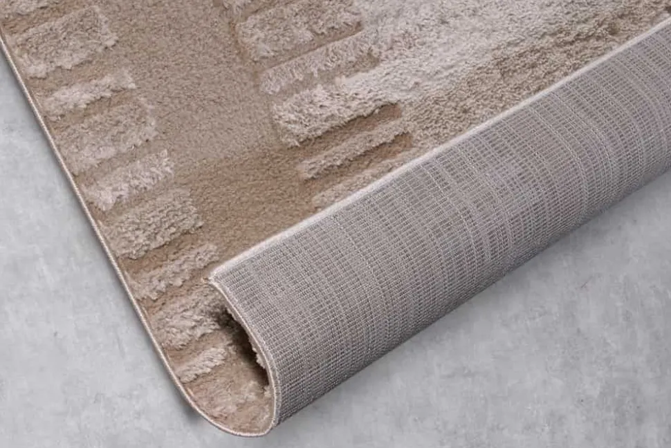 Moderner Hochflor Teppich ELLE DECORATION 235x160cm beige geometrisches Muster