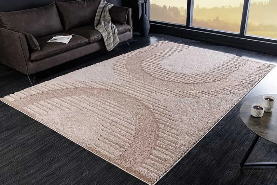 Moderner Hochflor Teppich ELLE DECORATION 235x160cm beige geometrisches Muster
