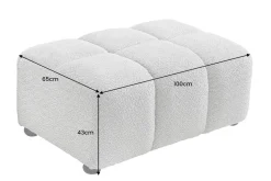Moderner Hocker CLOUD 100cm grau Bouclé Federkern Fußhocker Sitzhocker